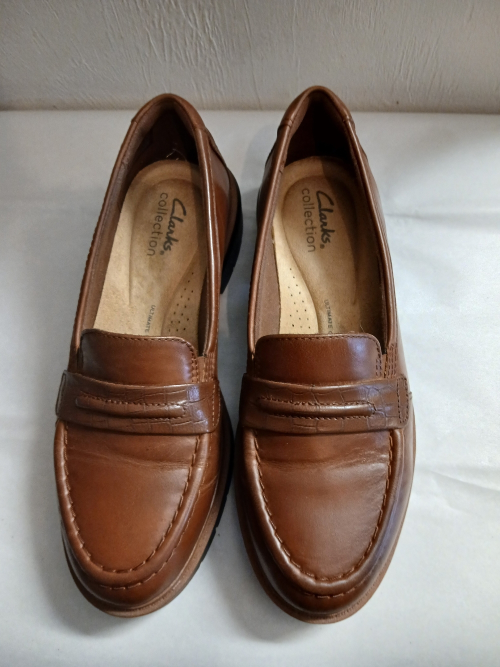 Clarks Collection Women's Brown Leather Penny Loafers